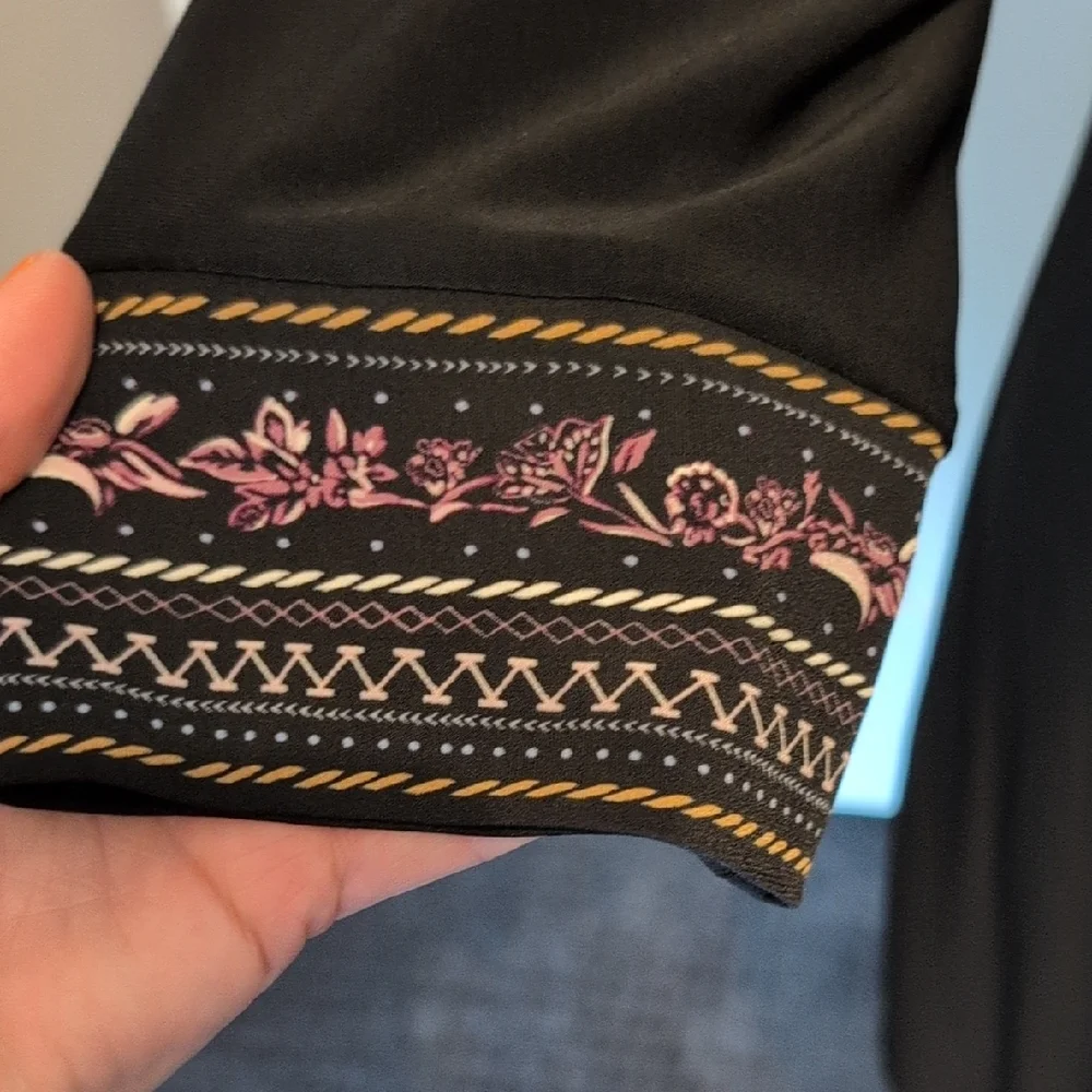 White House Black Market Black Dress with Pink Embroidery - Picture 3 of 5